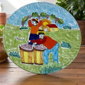 Nino Parrucca Pottery Modernist Plate 8.5" Made in Italy #148 Grape Harvest